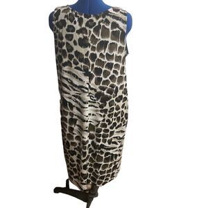 MAGGIE BARNES Women’s Animal Print Shift Dress Stretch Size 0X-16W Multicolored